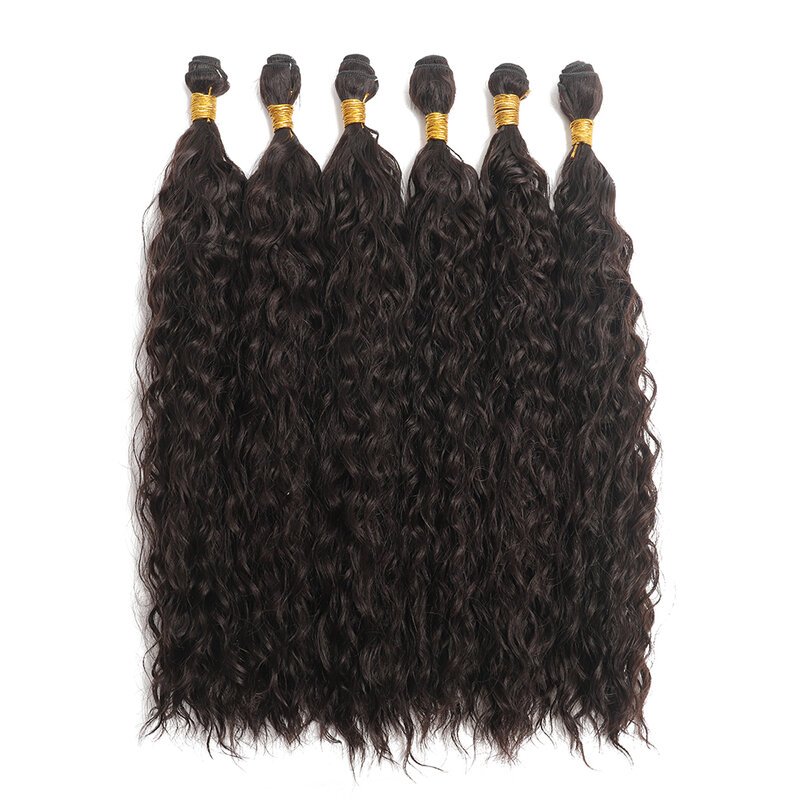 6 Stuks Afro Krullen Water Wave Synthetische Haarbundels Zacht Lang Krullend Haar Weven Extensions Hittebestendige Fiber Hair Extensions