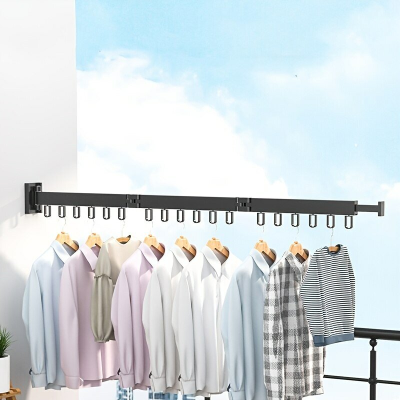Wall-montado dobrável liga de alumínio roupas secagem Rack Perfeito para Varanda Quarto Cozinha Sala