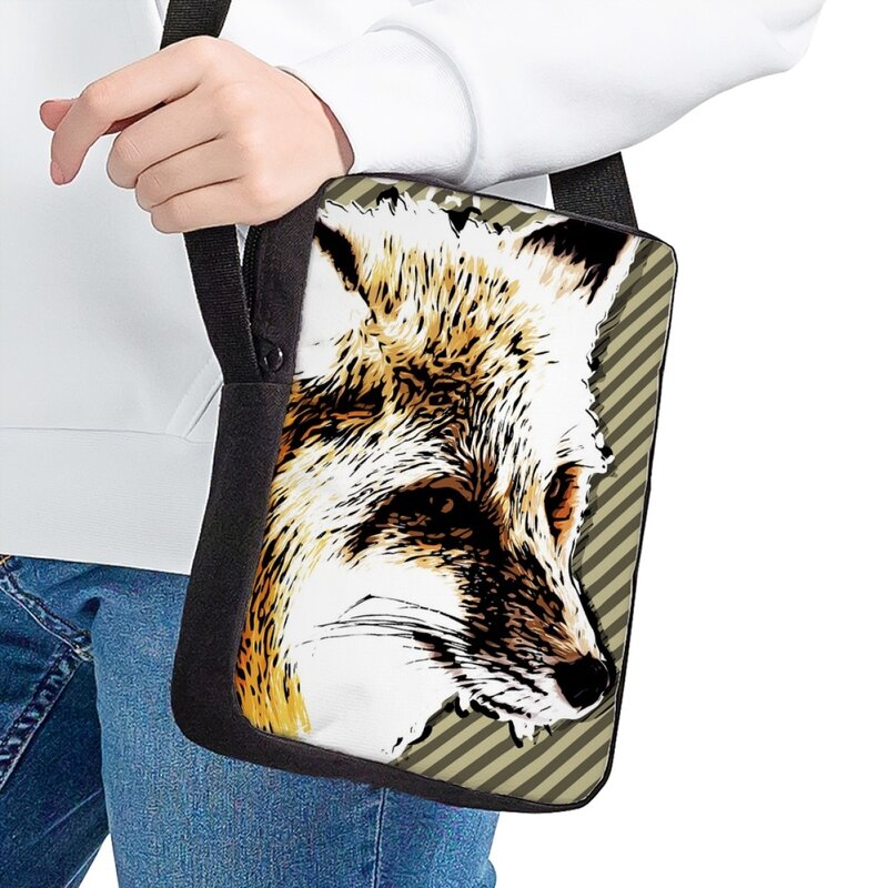 Na moda legal lobo 3d impressão satchel bolsas criativo nova tendência adolescente escola almoço saco 1-6 classe dos desenhos animados cruz sacos de corpo bolsa de ombro