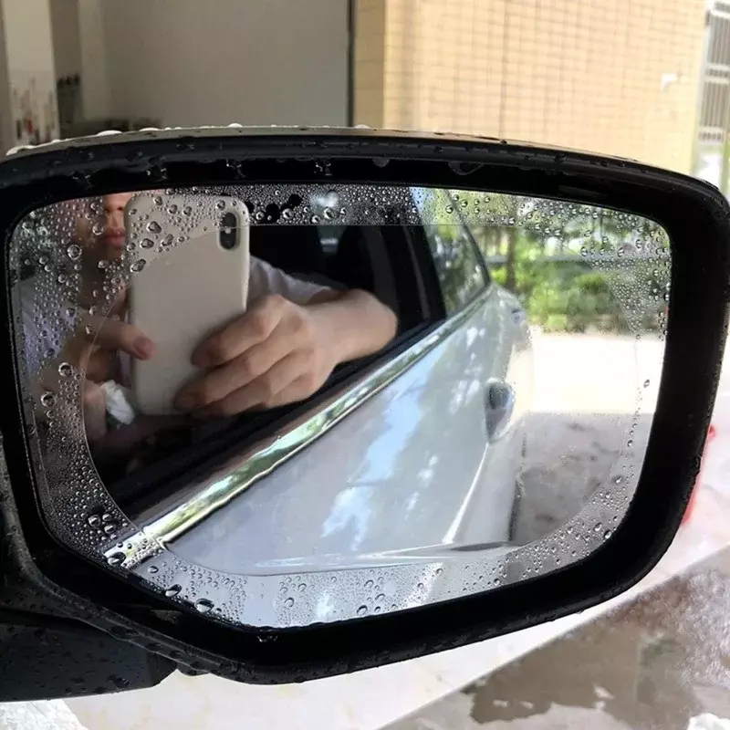 ฟิล์มกันฝนกระจกมองหลังรถยนต์2ชิ้น, ฟิล์มกันน้ำติดหน้าต่างด้านข้างความละเอียดสูงกระจกถอยหลังเต็มหน้าจอป้องกันหมอกนาโน