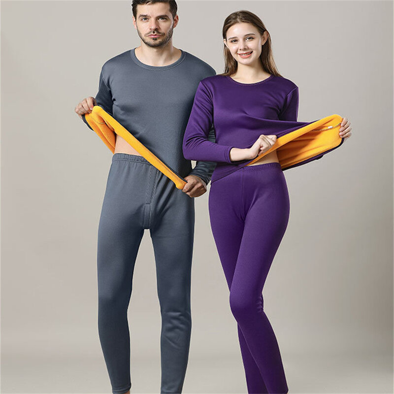 Thermal Underwear Sets Men Winter Long Johns Women Velvet Thicken Inner Wear Fleece Keep Warm Lingerie Pajamas Plus Size L-4XL