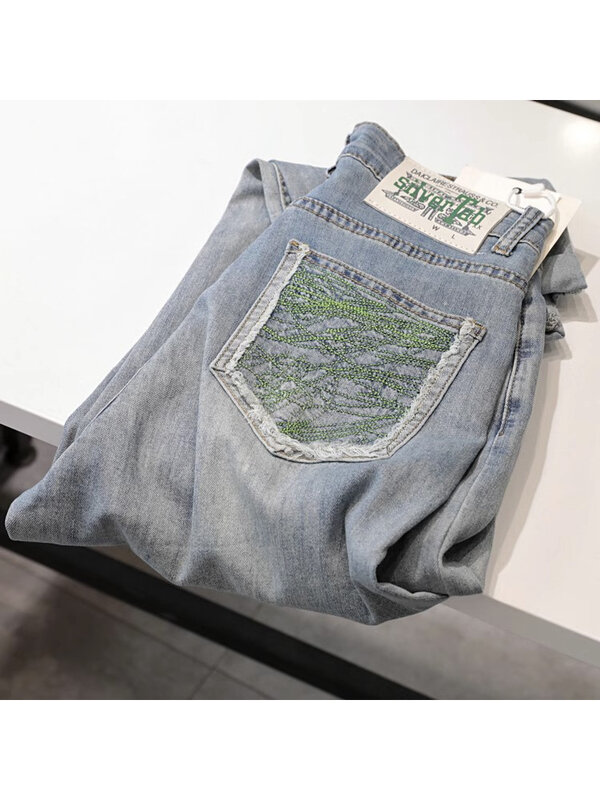 بنطلون جينز هاراجوكو بتصميم عتيق للسيدات جينز بخصر عالٍ أنيق مغسول وفضفاض مستقيم وواسع الساق Y2K