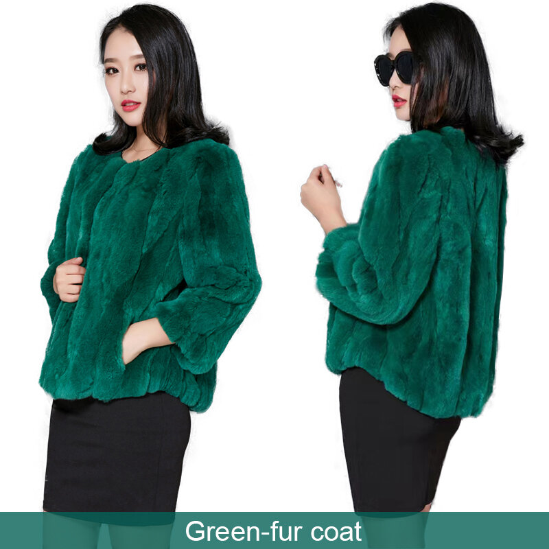 Jaket mantel bulu kelinci Rex asli alami untuk wanita, jaket mantel bulu mewah pendek Korea longgar ukuran berbulu tebal hangat untuk wanita