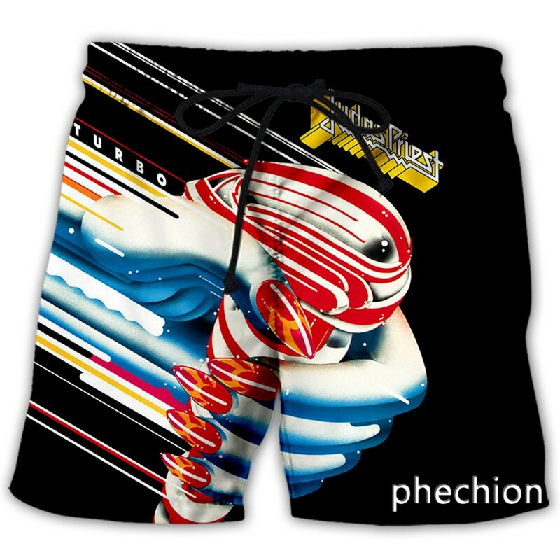 Phechion 남녀공용 쥬다 프리스트 락 밴드, 3D 프린트 캐주얼 반바지, 루즈 스포츠 반바지, 참신한 스트리트웨어, L55, 새로운 패션