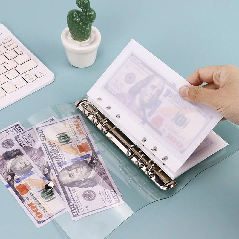 Plastik kosong A6 Binder Organizer pembagi papan pemisah halaman buku catatan uang tas bujet untuk pelindung kantong penyimpanan