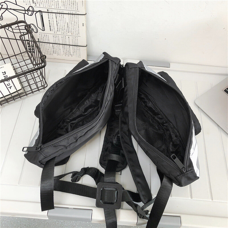 Hip-Hop Streetwear Tactical Vest Chest Bags Safety Reflective Design 2 Pockets Unisex Chest Rig Bag Multifunction Men Waist Pack