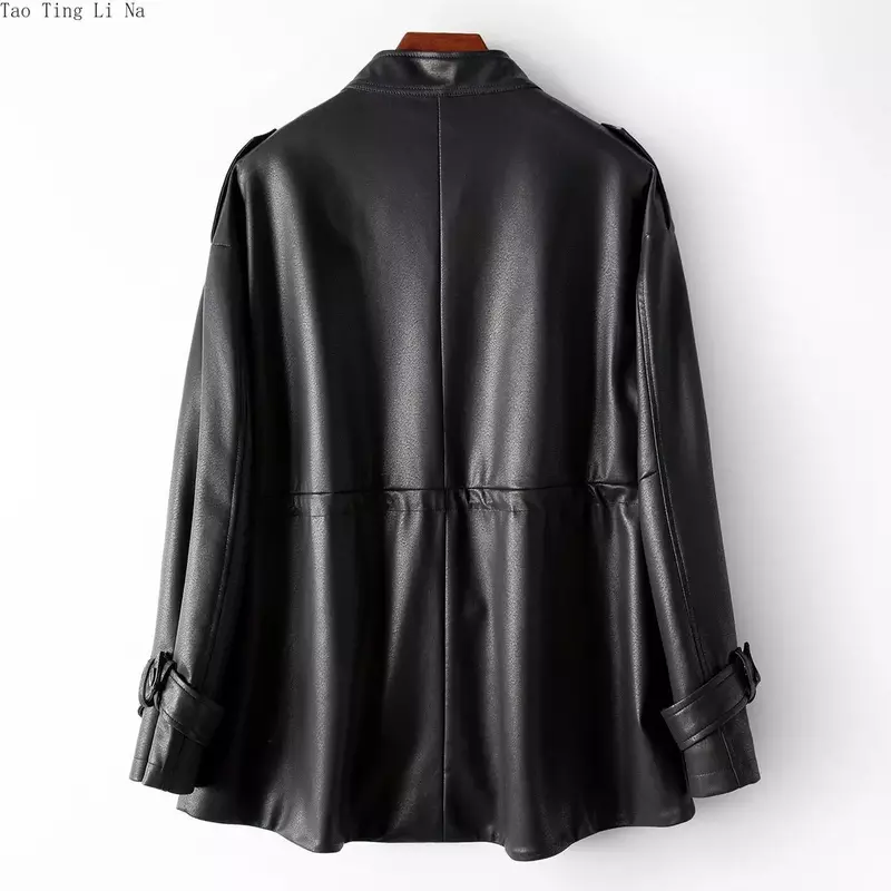 2023 donne autunno nuova giacca in vera pelle di montone colletto in piedi cappotto in vera pelle di pecora H27