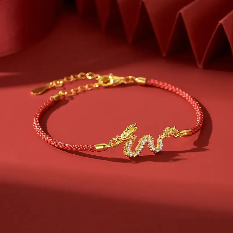 Mencheese neue xiang long rote Seil Armband weibliche leichte Luxus Minderheit Tierkreis Drachen gewebte Hands ch laufe Ornament