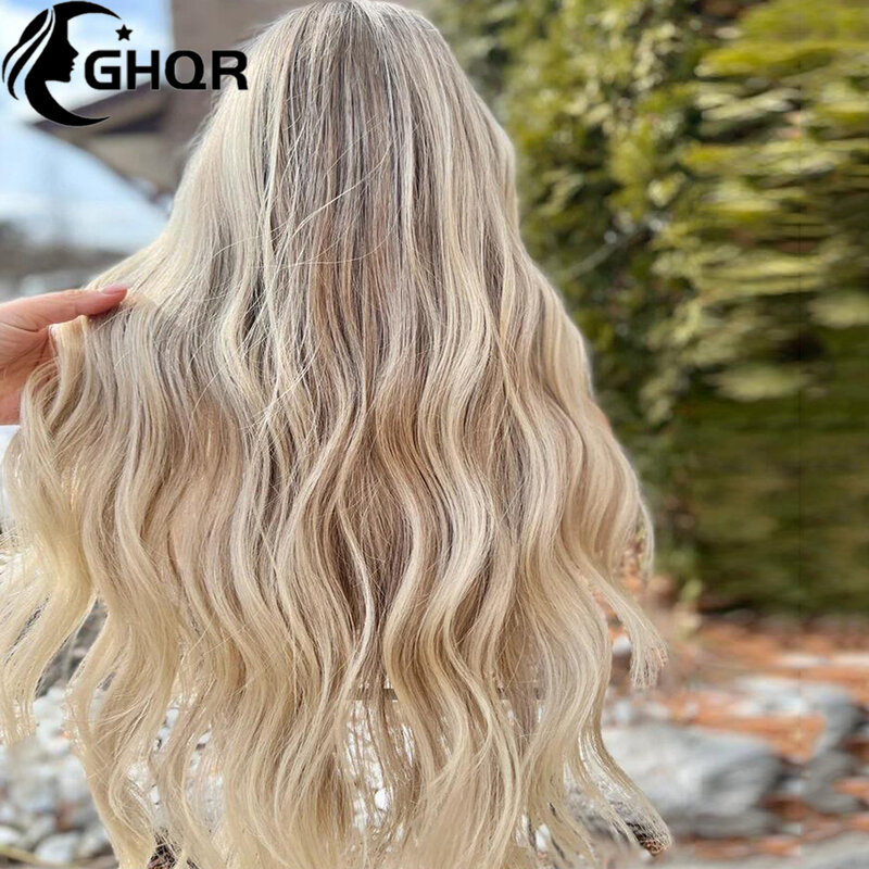 Highlights Blonde Human Hair Wigs 613 Lace Frontal Wig Natural Wavy Hd Transparent Lace glueless preplucked Brazilian human wig