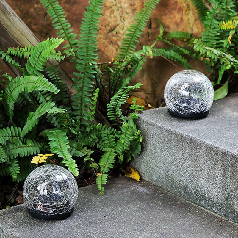 Globe Solar Lights Outdoor 20 Led Crack Glass Ball Crystal Globe Lights Waterproof Solar Powered Patio Light For GardenYard Lawn