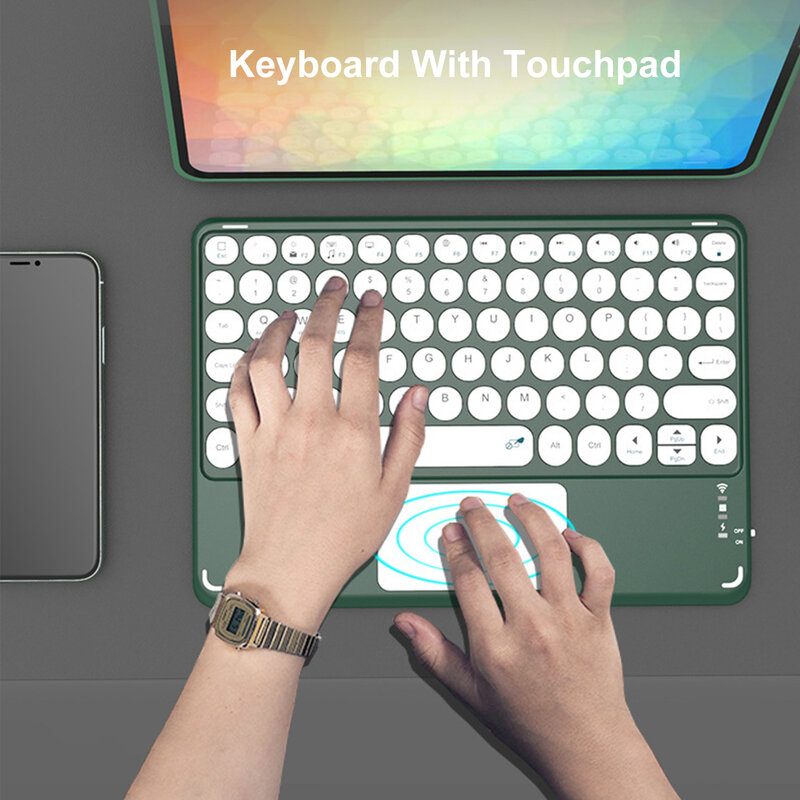 Bezprzewodowa klawiatura Bluetooth Teclado dla iPad Touchpad klawiatura i mysz Combo dla Xiaomi Samsung Tab Tablet Android IOS Windows