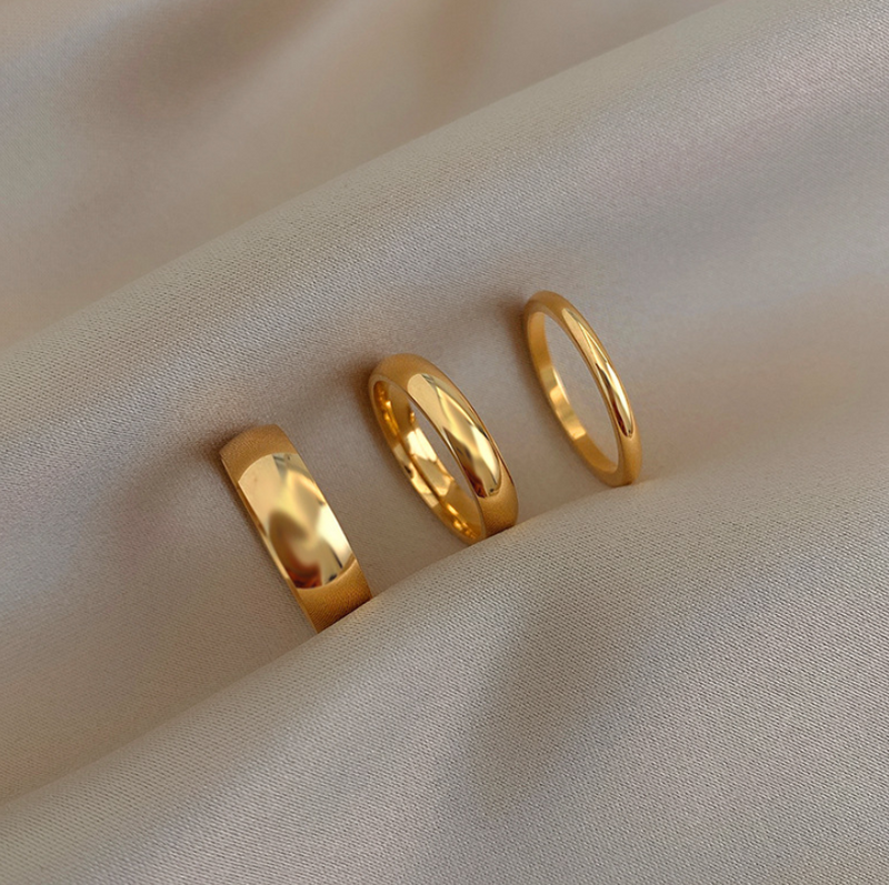 E.B. Belle-Anel de aço inoxidável para mulheres, banhado a ouro 18k, anéis minimalistas para senhora, sem manchas, cor prata, 2mm, 4mm, 6mm
