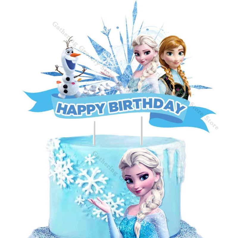 Frozen Anna Elsa Olak mainan Topper kue Anime, perlengkapan pesta anak perempuan, sisipan kue ulang tahun, hadiah mainan dekorasi pesta festival Baby Shower
