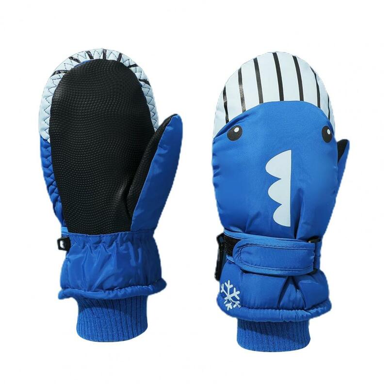 Zimowe rękawiczki 1 para popularne dzianiny mankiety pełna pokrywa zimowy wodoodporny rysunkowy rekin kształt narciarstwo rękawiczki odzież na co dzień