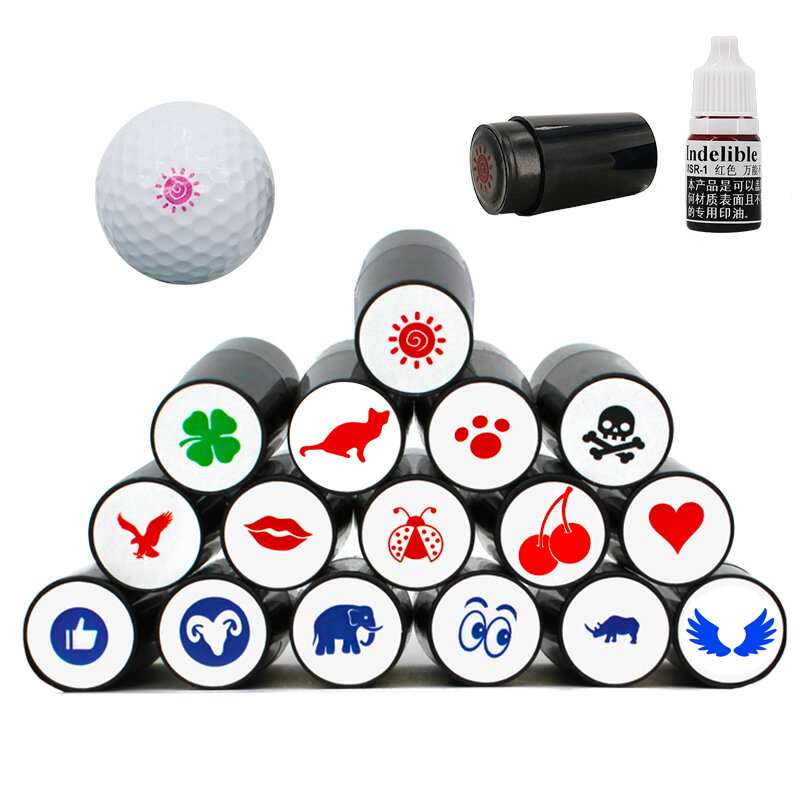 1 sztuk piłka golfowa Stamper Stamp Marker szybkie suszenie wrażenie trwałe długotrwałe różne wzory plastikowe akcesoria do golfa