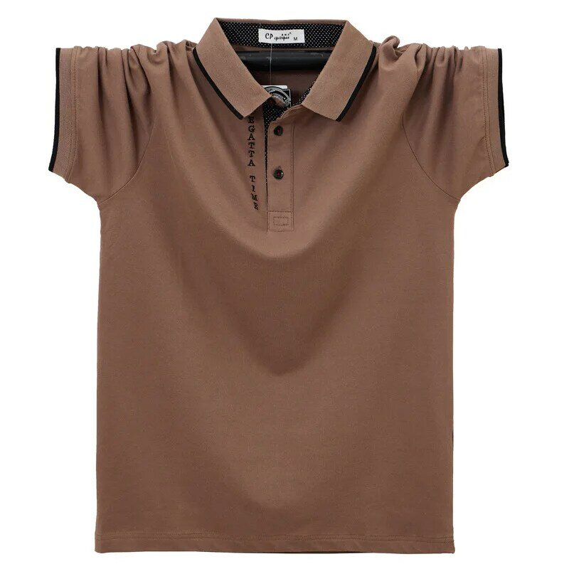 Men's Solid Color Polo Shirt 95% cotton soft, breathable, casual and loose men's POLO Large size lapel short sleeve T-shirt