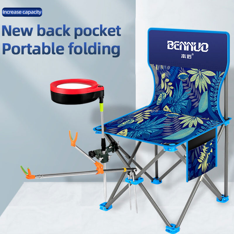 Chaise pliante portable ultra légère, chaise haute Oxford, 2 en 1, support le plus récent, accessoires de pêche, extérieur