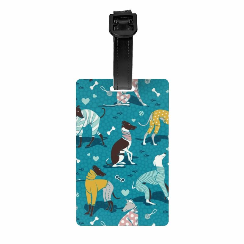 Персонализированная бирка для багажа с милыми изображениями Greyhounds, бирка для багажа с защитой конфиденциальности, бирка для багажа с изображением животных, бирка для багажа, дорожная сумка, этикетки, чемодан