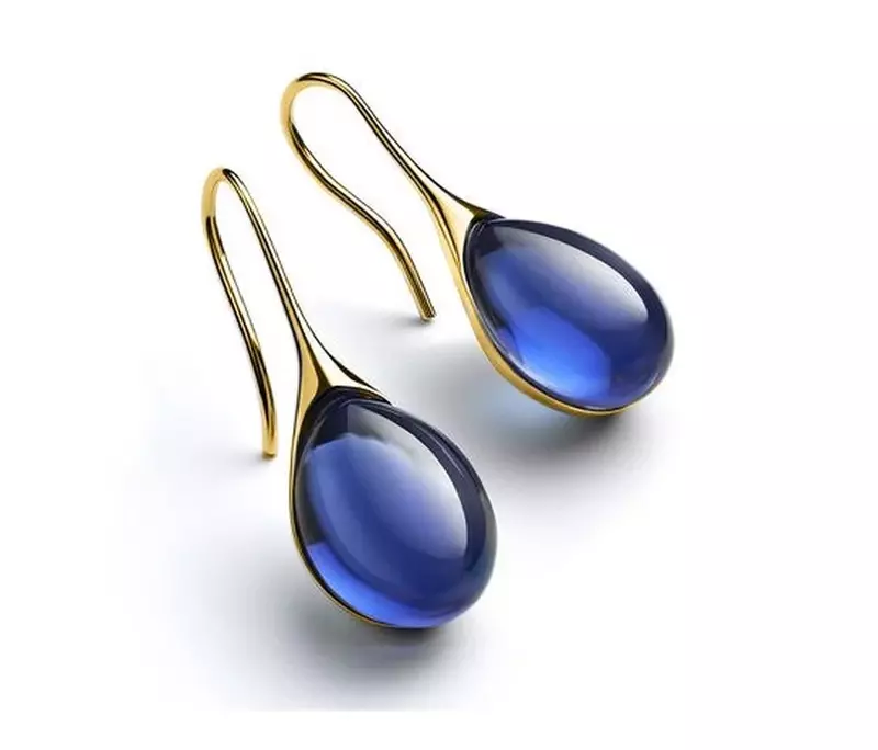 New Nine Colors Water Drop Earrings with Faux and Semi Precious Stones Women Fashion Hook Gold and Silver Silver Earrings