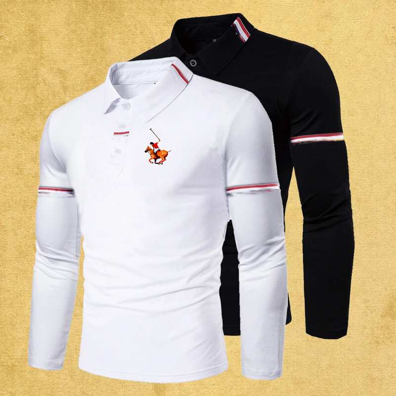 HDDHDHH Brand Men's Spring And Autumn Lapel Long Sleeve POLO Shirt Business Printing Casual Simple Top
