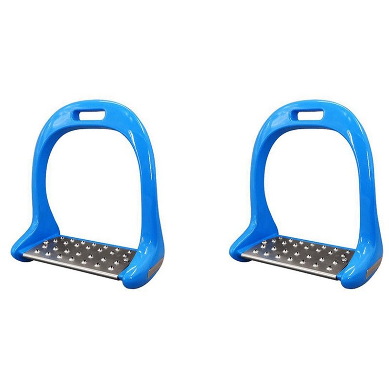 2 PCS Equipment Thick Non-Slip Pedals Outdoor Sports Riding Equestrian Safety Stirrups Blue