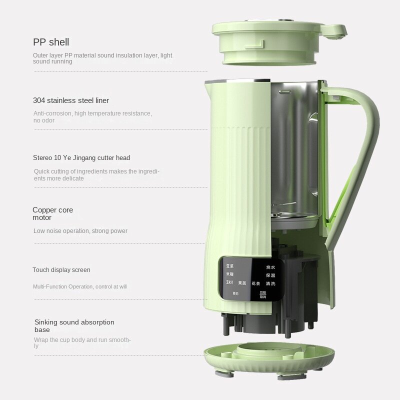 Mini máquina de leite de soja, disjuntor, filtro livre, aquecimento automático, multifuncional, espremedor doméstico, mini