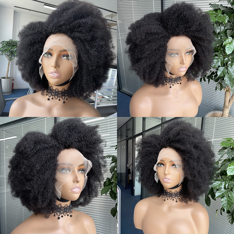 Афро кудрявые вьющиеся кружевные передние парики естественного цвета афро Боб человеческие волосы естественная линия волос 13x4x2 безклеевые искусственные волосы