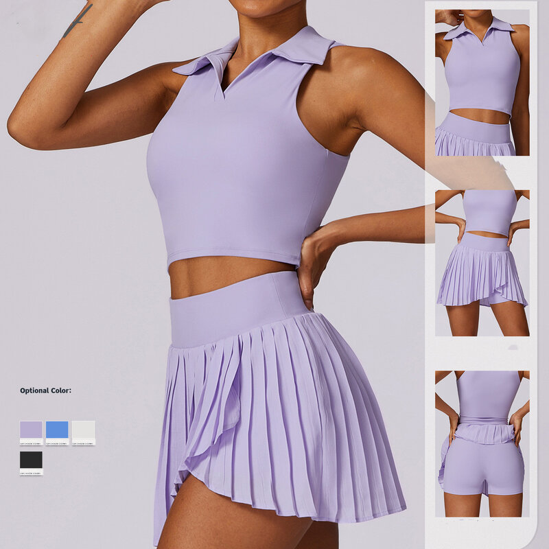 2 pezzi Tennis Sportswear Set donna Golf Badminton Sport gonna abiti moda palestra allenamento abbigliamento gilet gonne Yoga Suit 2024 nuovo