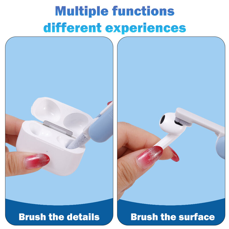Kit sikat pembersih Earbuds 5 in 1, ujung spons lembut untuk AirPods Pro 1 2 Bluetooth earphone iPhone Laptop Keyboard sikat pembersih