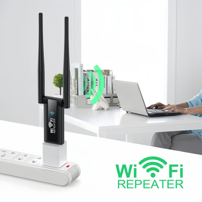 Wireless WiFi Repeater, Extender Router, WiFi Signal Amplifier, Long Range Wi-Fi Repeater, Access Point, USB, 2.4G, 300Mbps