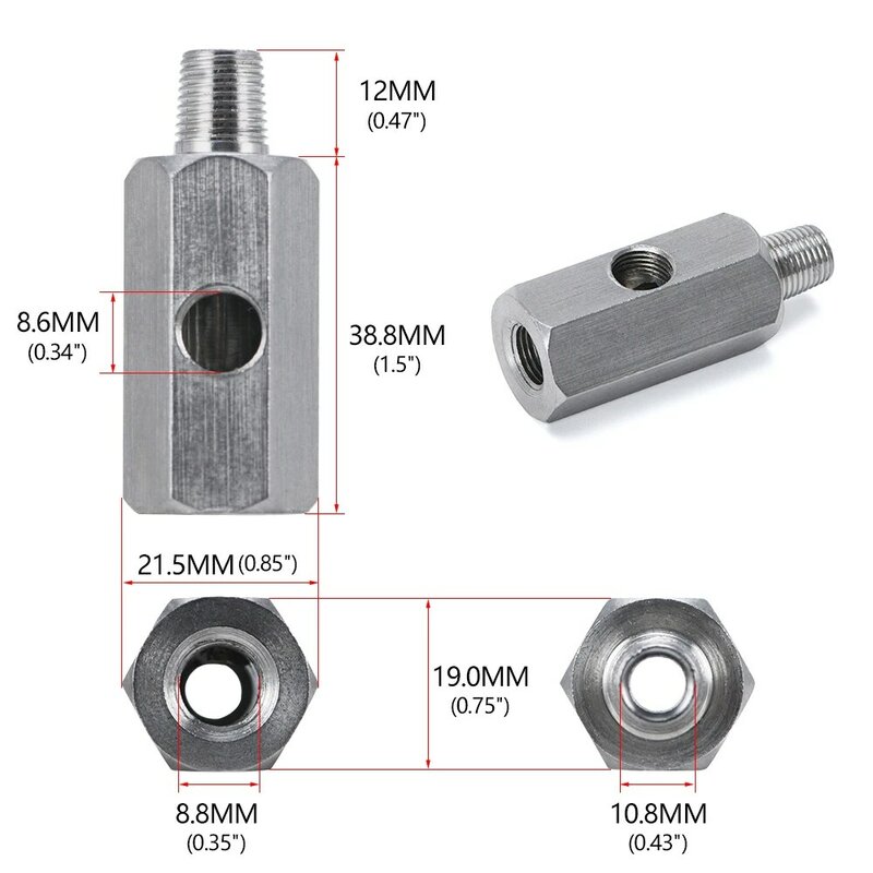 BAOLUN Stainless Steel 1/8 "BSPT Sensor Tekanan Minyak Sendor Tee Adaptor Ke 1/8 NPT Gauge T-piece