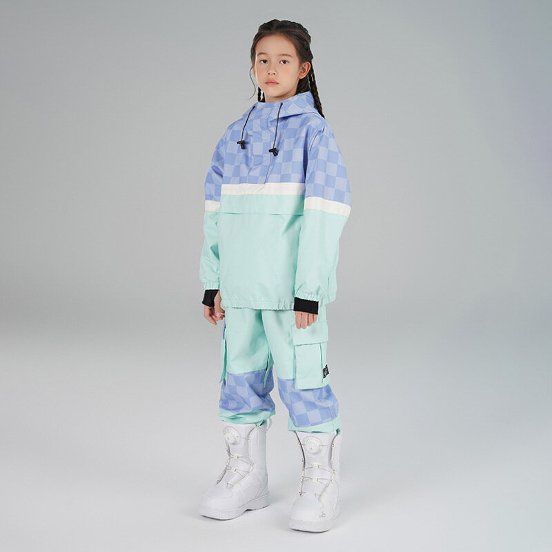 SEARIPE-Conjunto de fato de esqui infantil, roupas térmicas, blusão, jaqueta impermeável, snowboard quente, casacos, calças para meninos e meninas, inverno
