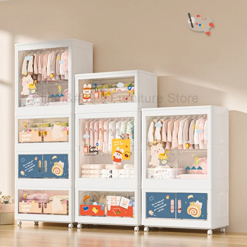 Plastic Household Children Wardrobes Plastic Bedroom Cabinet Kids Wardrobes Baby Placard Enfant Home Furniture MR50CW