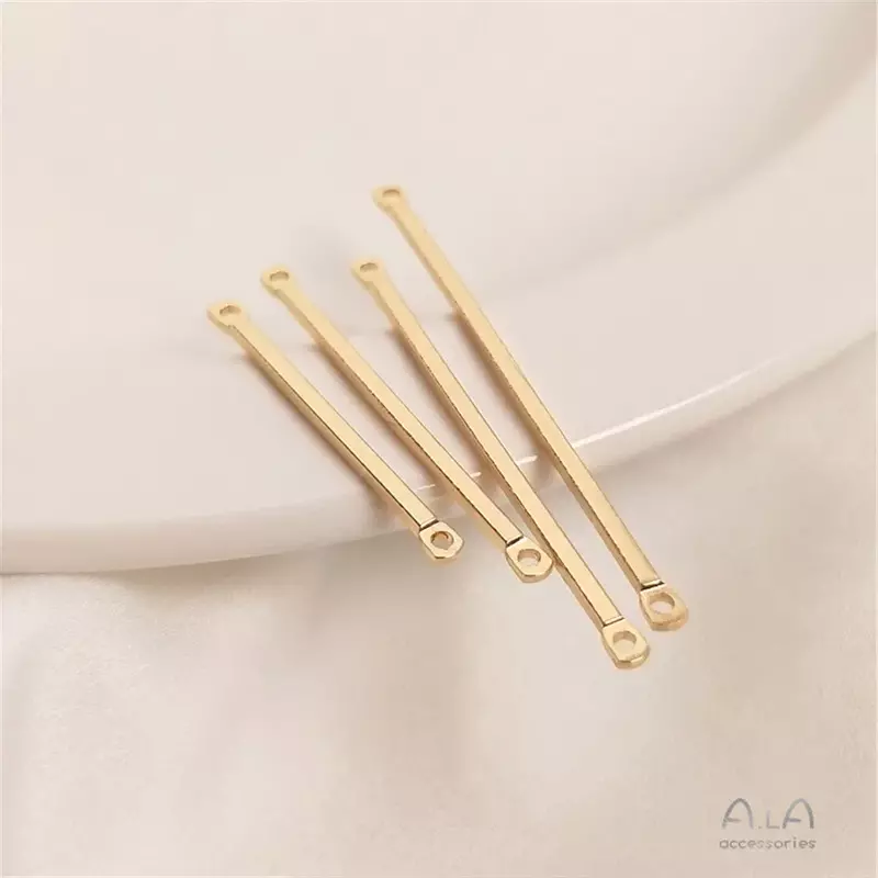 14K Gold Accessories double hole connecting rod rectangular tube double hanging DIY hand stick ear stick head accessories