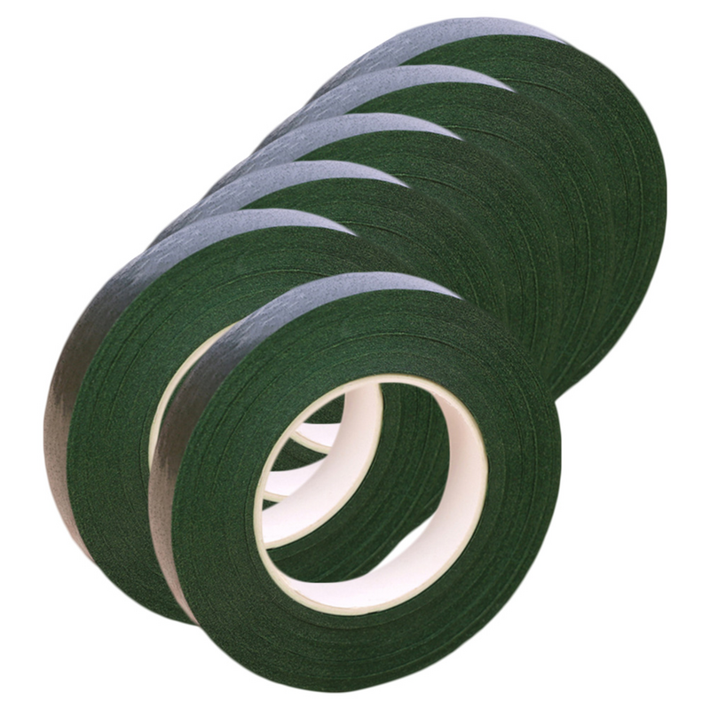 5 rollos de cinta verde para proyectos de artesanía, accesorio de envoltura, floristería