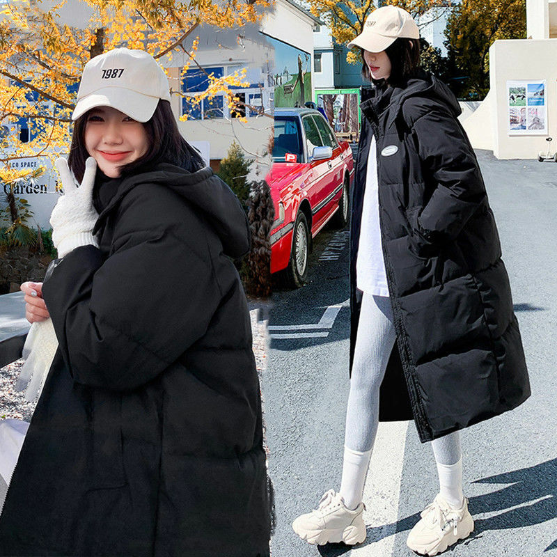 Jaqueta puffer feminina, casacos de penas coreanos, casacos longos de algodão, inverno, 2023