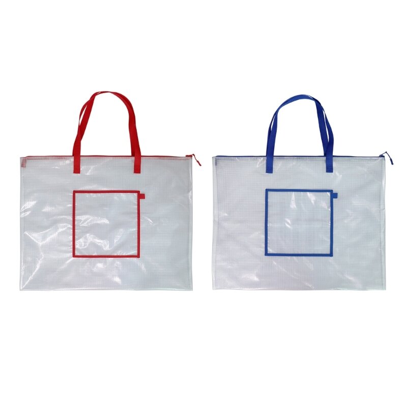 Сумка для проектов большой емкости, водонепроницаемая прозрачная сетчатая сумка на молнии для плакатов, художественных для детей