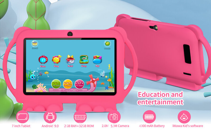 Sauenaneo 8 calowy tablet android PC 4000mAh 2GB RAM 32GB ROM dzieci uczący się kiddies tablety dla dzieci Tablet z uchwytem