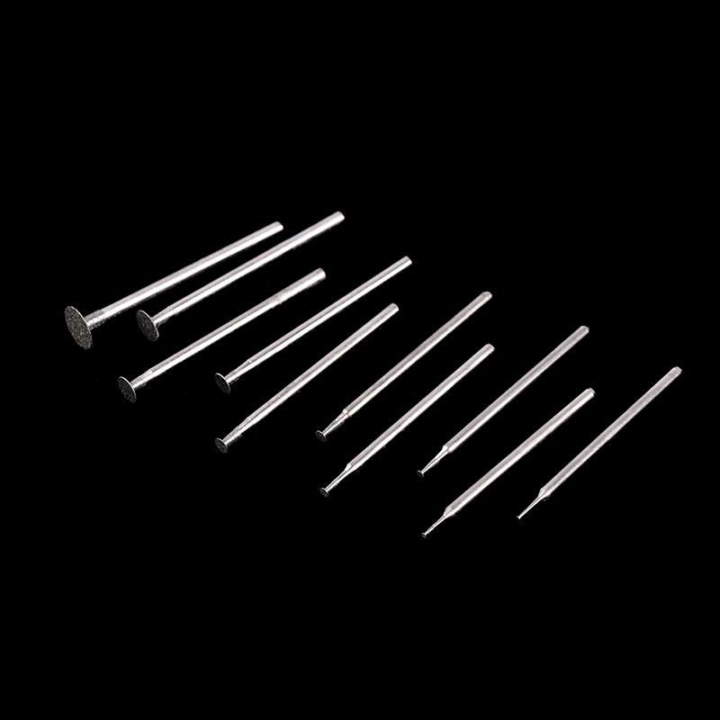 10 Stück 2,35mm Schleif bohrer Zubehör ultra dünne T-Kopf Schaft Diamant montiert Punkt Stein Jade Carve Politur Gravur Werkzeuge Set