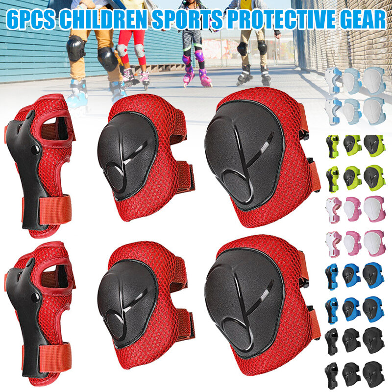 6pcs/set Kids Protective Gear Knee Pads Elbow Pads Wrist Guard Set for Kids Full Protective for Rollerblading Skateboard EDF