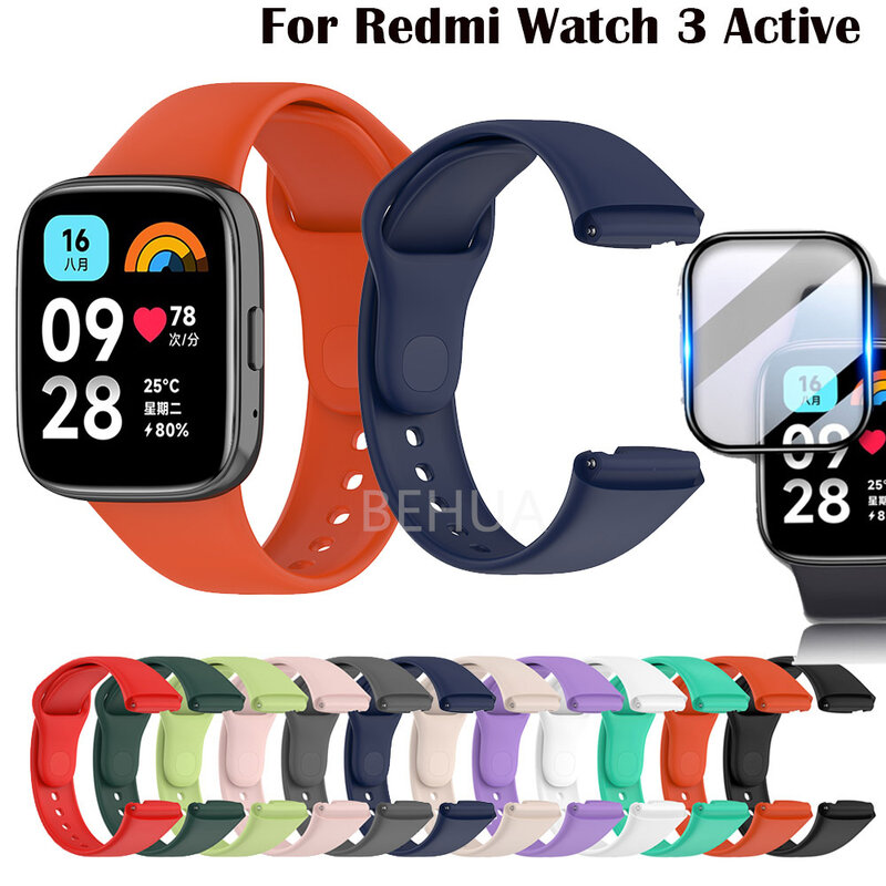 Silicone Band Strap para Xiaomi Redmi Watch 3 Active, Smart Sport Pulseira, Pulseira de Substituição