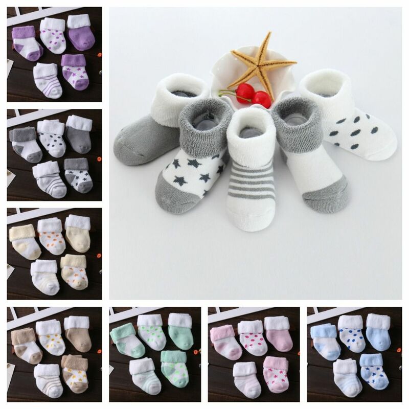 5 Paar Koreaanse Stijl Dikker Baby Sokken Sterpatroon Baby Kousen Pasgeboren Baby Sokken Herfst & Winter Zachte Huis Slaap Sokken