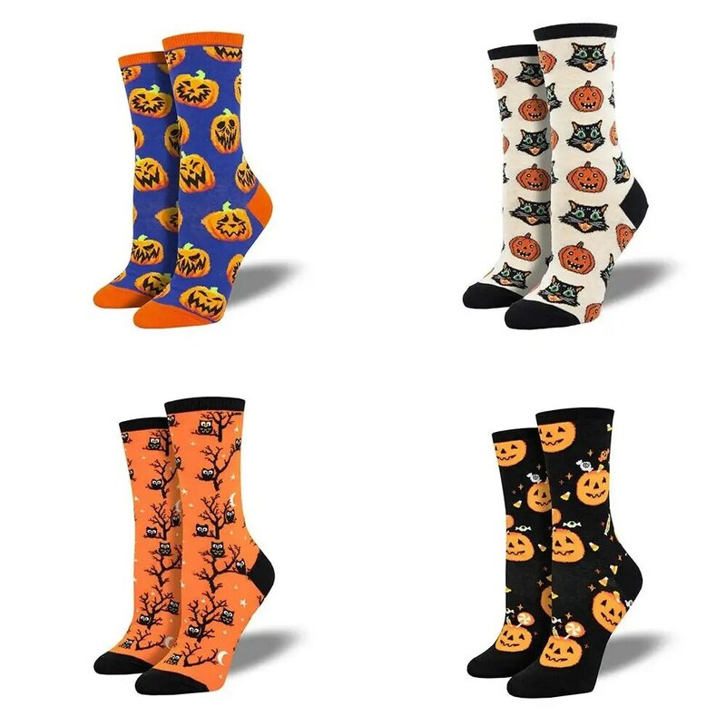 Pumpkin Printed Mid Tube Sock New Funny Cotton Tide Socks Unisex Stockings Halloween Winter