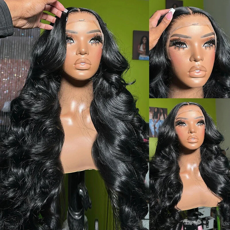 34 30 Hd Transparent Lace Frontal Body Wave Wig Transparent Brazilian Preplucked For Women 13X4 Glueless Lace Frontal Wig Hair