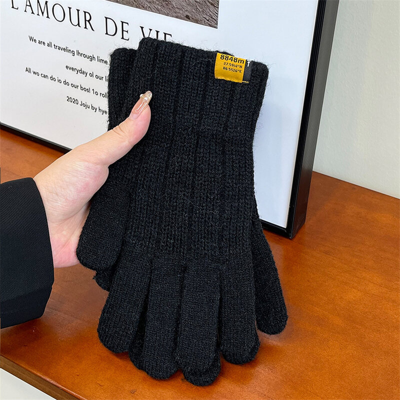 Women Men Warm Winter Touch Screen Gloves Stretch Knit Mittens Wool Full Finger Guantes Female Crochet Glove Accessories 2023