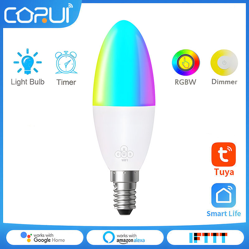 CoRui الذكية ضوء لمبة واي فاي الذكية LED ضوء 6 واط E14 E26 E27 B22 عكس الضوء التحكم عن بعد المنزل الذكي يعمل مع أليكسا جوجل المنزل