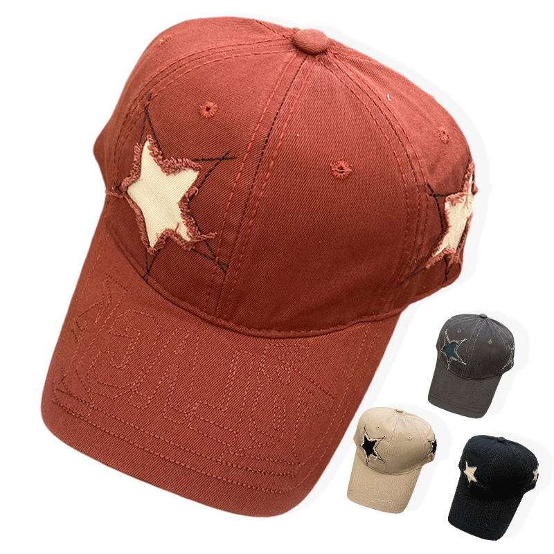 หมวกเบสบอลรูปดาวสำหรับชายและหญิง2024หมวกปีกกว้างกันแดดหมวกลำลองแนวกีฬากลางแจ้งย้อนยุคอเนกประสงค์