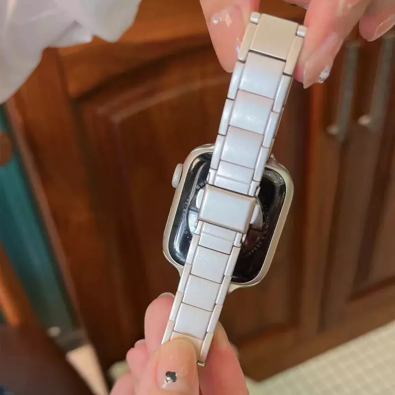 Slanke Metalen Band Voor Apple Watch Ultra 2 49Mm 9 8 7 41 45Mm 6 5 4se 44 42Mm 40Mm Luxe Roestvrijstalen Band Voor Iwatch Armband