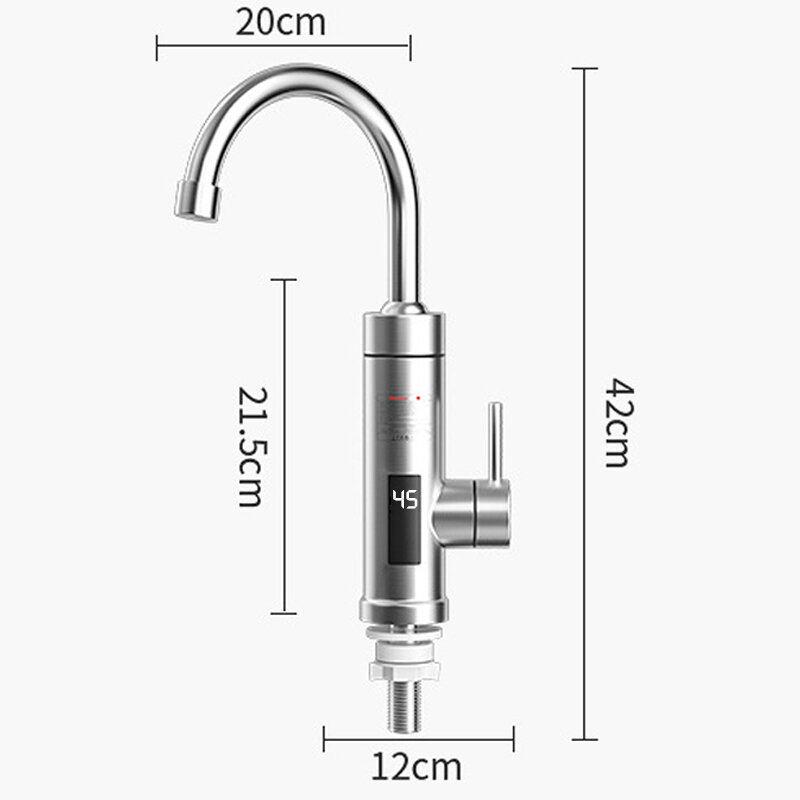Stainless Steel Electric Water Heater Bathroom Kitchen Instant Hot Water Tap  Faucet Tankless Instant Hot Water Faucet 3000W
