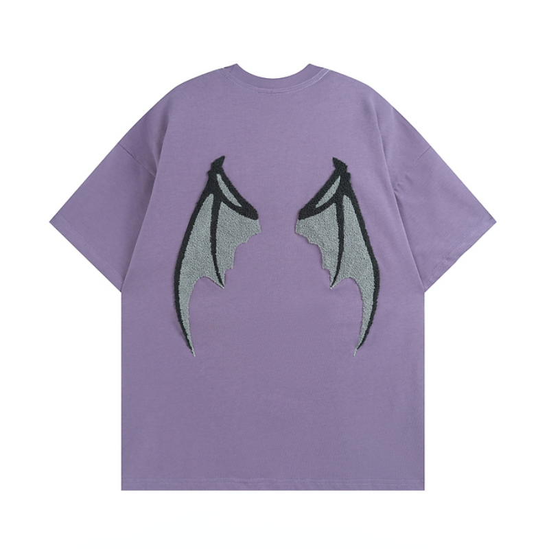 Женская футболка с вышивкой и надписью American Devil Wings, свободная летняя хлопковая футболка с коротким рукавом для пары, Y2K